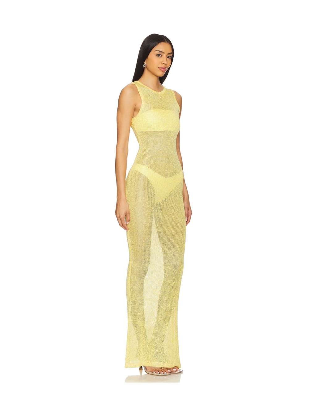 Revolve Sheer Yellow Knit Maxi Dress - Picture 2 of 3